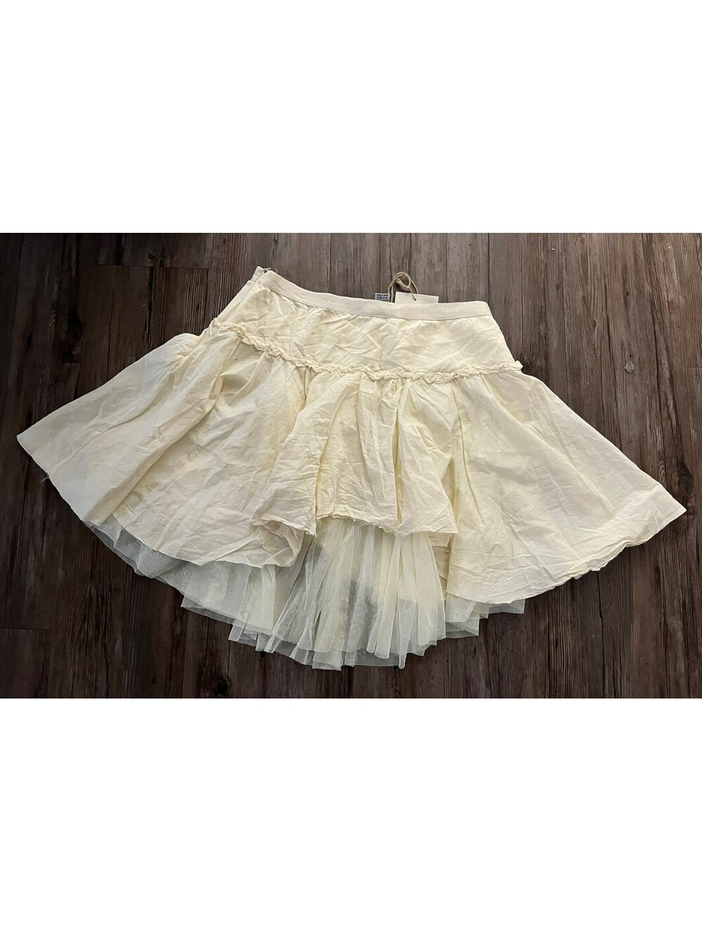 NWT VTG Velocity Layered Ruffle Tiered Mini Skirt Cream Boho